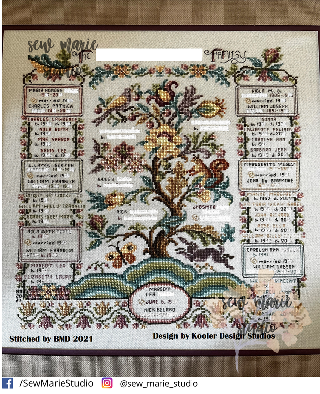 Full design stitched and re-designed by BMD, adapted from KDS Heirloom Family Register
