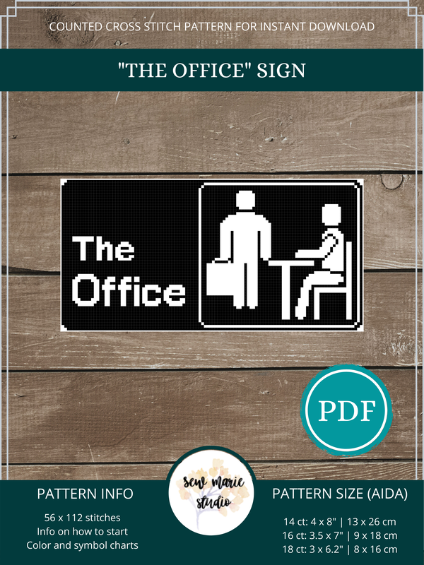 The Office Sign Cross Stitch Pattern by Sew Marie Studio